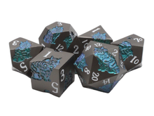 Load image into Gallery viewer, Old School 7 Piece DnD RPG Metal Dice Set: Nine Lives