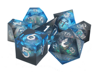 Old School 7-piece Sharp Edged Dice Set: Liquid Infused