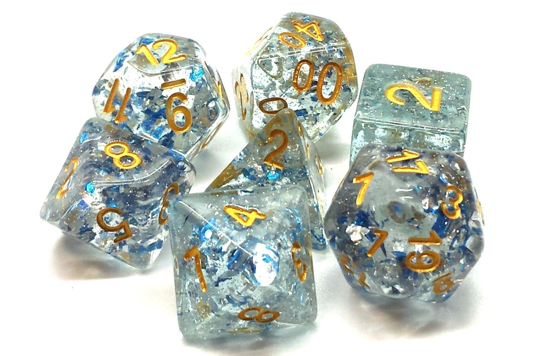 Old School 7 Piece DnD RPG Dice Set: Particles