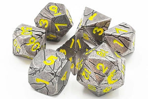 Old School 7 Piece DnD RPG Metal Dice Set: Orc Forged