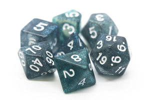 Old School 7 Piece DnD RPG Dice Set: Sparkle