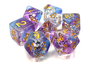 Old School 7 Piece DnD RPG Dice Set: Particles