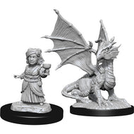 D&D Nolzur's Marvelous Unpainted Minis: Silver Dragon Wyrmling & Dragon Friend
